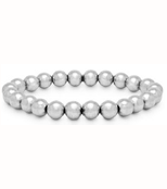 Stretchy bracelet with silver tone beads