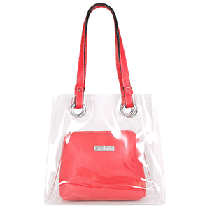 Transparent Shopper Bag with Scarlet Red Handles