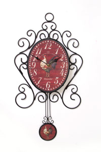 Red Rooster Iron Art Wall Clock