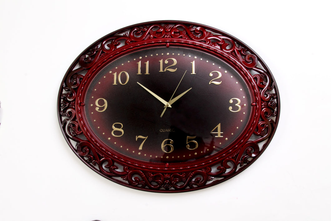 Oval Black and Red Wall Clock