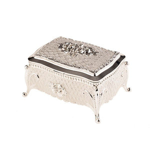 Silver Jewellery Box - Ornate Rose Pattern