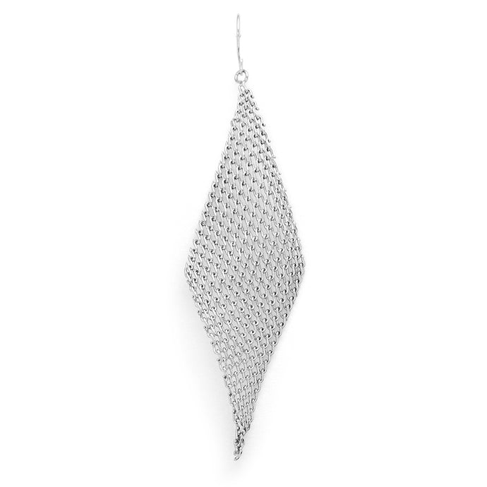 Silver tone mesh style drop earrings