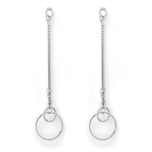 Silver tone long drop earrings