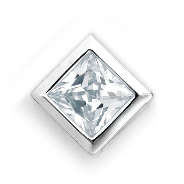 Silver tone square clear crystal studs