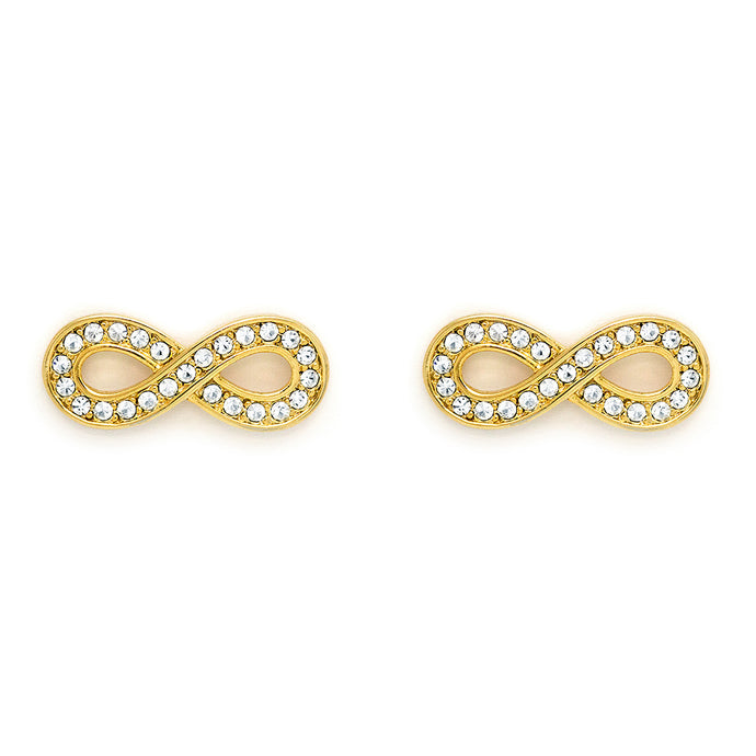 Gold Tone Infinity Style Earring with clear crystal inlay