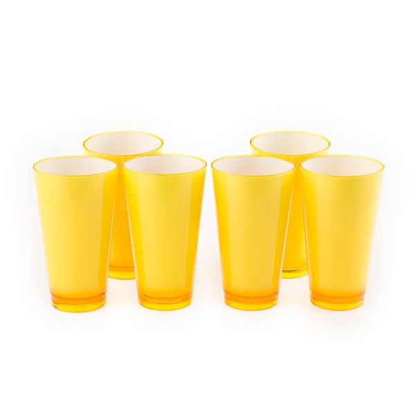 Colourful Glasss 350ml (Yellow) (Set of 6)