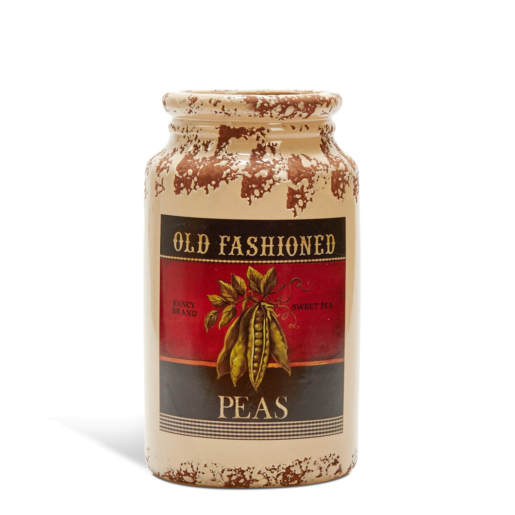 Country Style Ceramic Jar - Peas Label