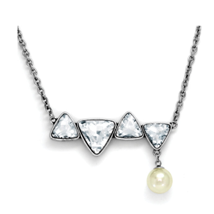 Antique finish necklace with pearl drop