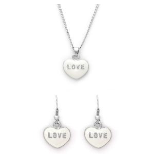 Heart shaped earring and necklace set