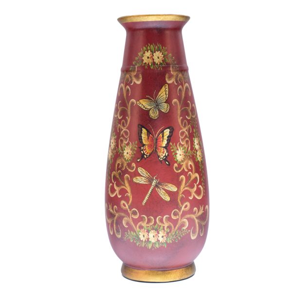 Ceramic Hand Painted Red Butterfly Vase