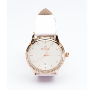 Gold Watch with White Strap