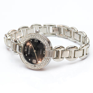 Silver Watch with Black Face and Braclett Strap