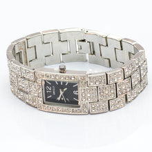 Load image into Gallery viewer, Square Watch with Black Face and Diamante Strap