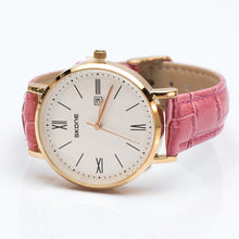 Load image into Gallery viewer, Gold Watch with Pink Leatherette Strap