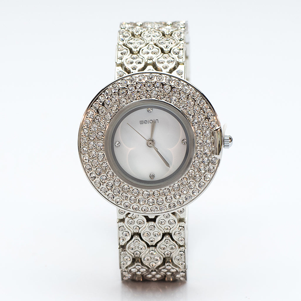 Silver Watch with Diamante Bezel and Diamante Strap