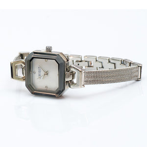 Square Watch with Black Bezel and Bracelet Straps