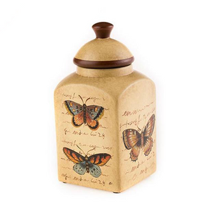 Ceramic Hand Painted Butterfly Jar