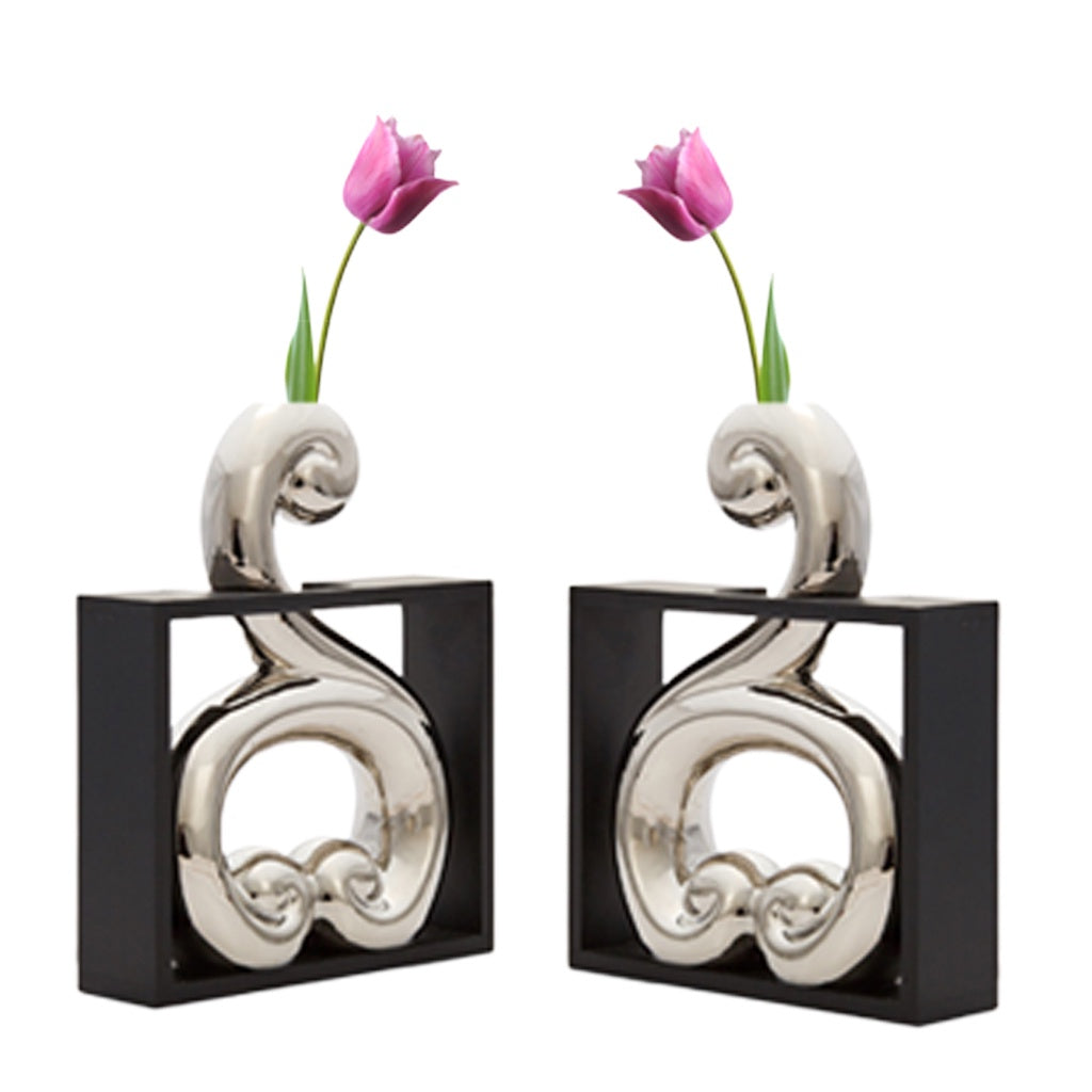 Set of 2 Swan Design Vases