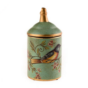 Ceramic Hand Painted Bird Jar