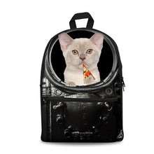 Load image into Gallery viewer, TWOHEARTSGIRL Space Cat 3D Printing Cute Canvas Backpack for Boys School Carrier Teenagers Rucksacks Dog Children Backbag Strap